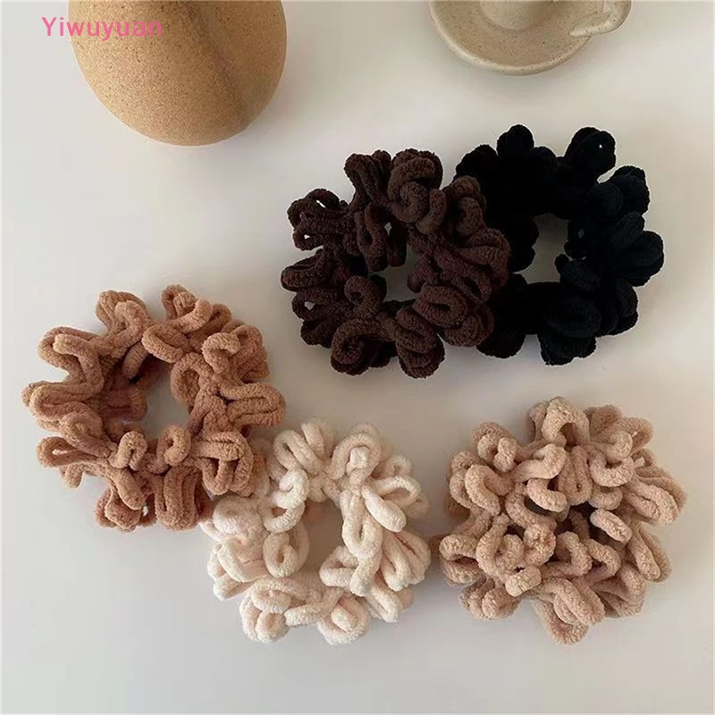 Dây Buộc Tóc Cao Su Co Giãn Bọc Vải Lông Mềm Mại Màu Trơn Thời Trang Thanh Lịch Dành Cho Bạn Nữ