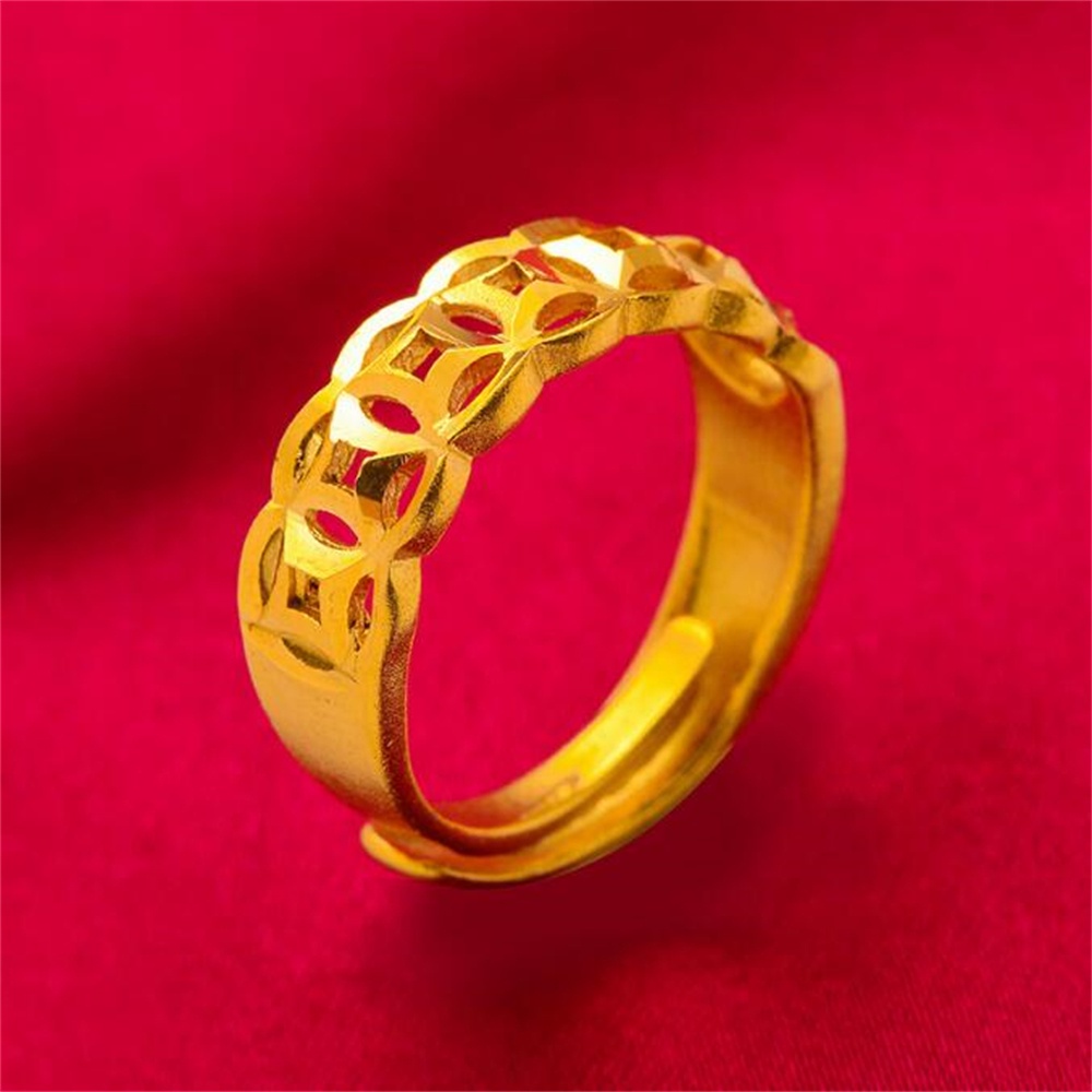 Nhẫn Mạ Vàng 24K Hình Đồng Xu Thời Trang Dành Cho Nam Và Nữ