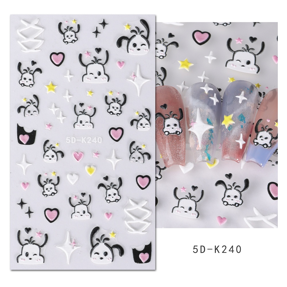 Miếng Dán Trang Trí Móng Tay Họa Tiết Hoạt Hình 5D Độc Đáo