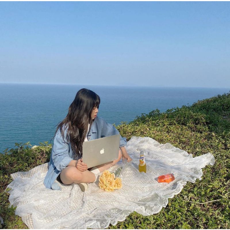 Khăn Ren Hoa Trải Picnic,dã ngoại, có viền sẵn