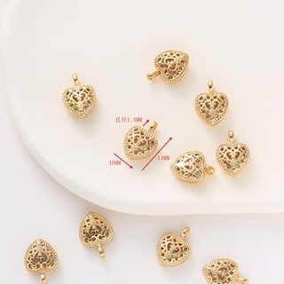 Mặt dây chuyền 14K Vàng Đóng Gói Màu Giữ Rỗng Hai Mặt Đào Trái Tim 10 * 14mm Mặt Dây Chuyền Vòng Tay Vòng Cổ Mặt Dây Chuyền Tự Làm Phụ Kiện Trang Sức