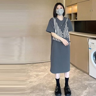 [Plus Size] (40-150kg) Đầm Ngắn Tay Che Bụng Cỡ Lớn