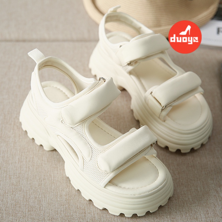 Duoya Factory Hair ~ [Hàng Có Sẵn] Giày Sandal Roman Hở Ngón Đế Dày Nhẹ Nhàng Phong Cách Hàn Quốc Cho Nữ Miễn Phí Vận Chuyển