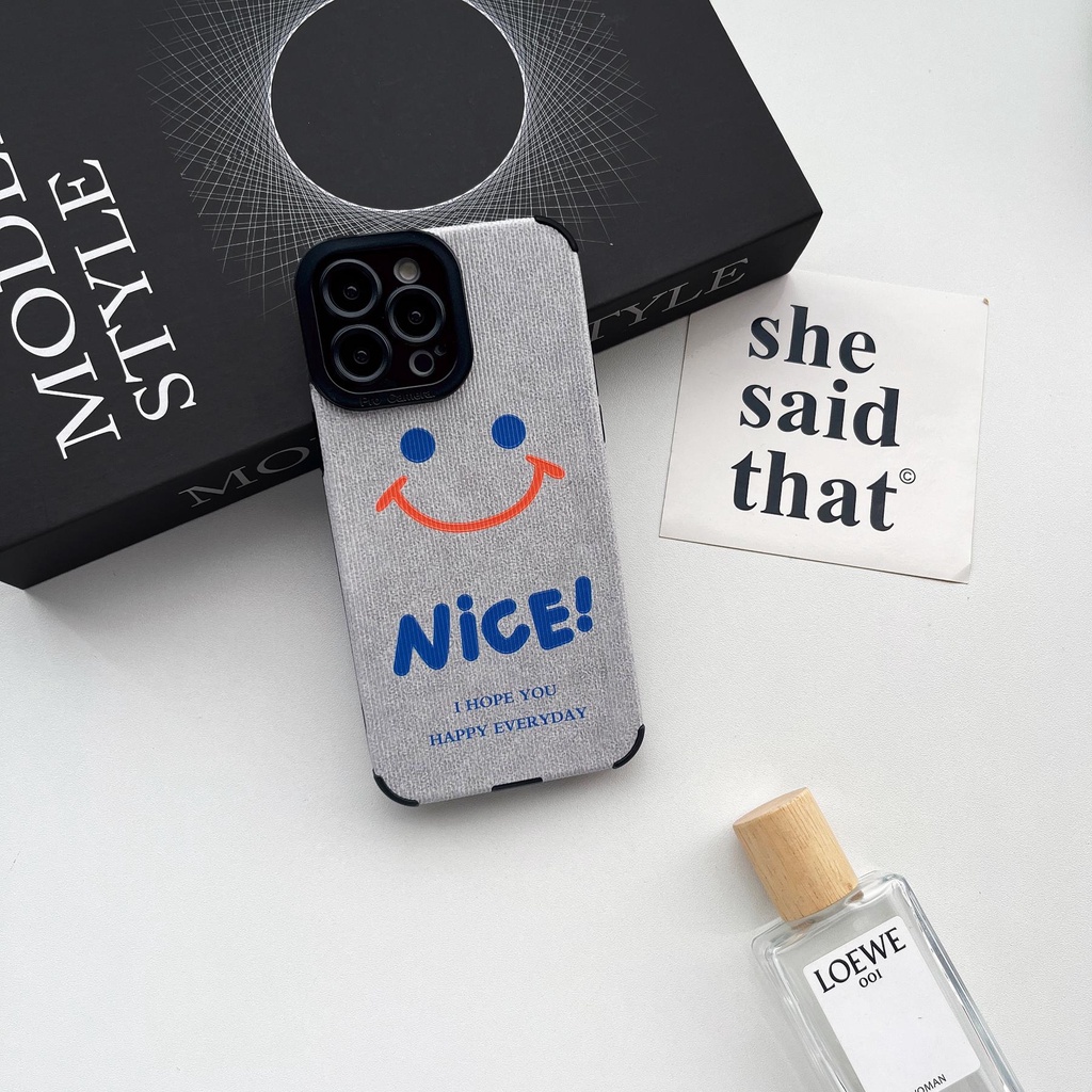 Ốp Điện Thoại tpu Dẻo Màu Xám Họa Tiết Mặt Cười Đơn Giản Chống Rơi Cho iPhone 14 13 12 11 Pro Max XS XR 7 8 Plus