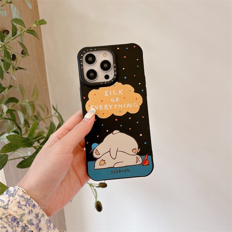 Ốp Điện Thoại TPU Dẻo Chống Sốc Kèm Hộp Đựng Hình Chú Vịt Cho iPhone 11 12 13 14 Pro Max X XS Max XR 14 7 8 Plus