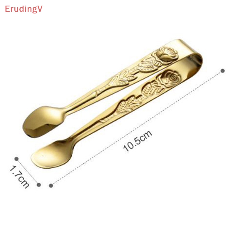 Kẹp Gắp Đường Viên Bằng Thép Không Gỉ Có Tay Cầm Hình Hoa Hồng