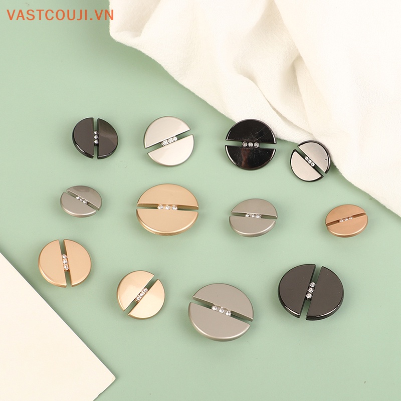 Set 5 Nút Áo Tròn 20mm / 23mm / 25mm / 30mm Bằng Kim Loại Đính Đá Trang Trí Đa Dụng