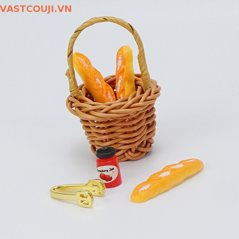 1 Bộ Giỏ Đựng Bánh Mì Dâu Tây Tỉ Lệ 1 / 12 Trang Trí Nhà Búp Bê