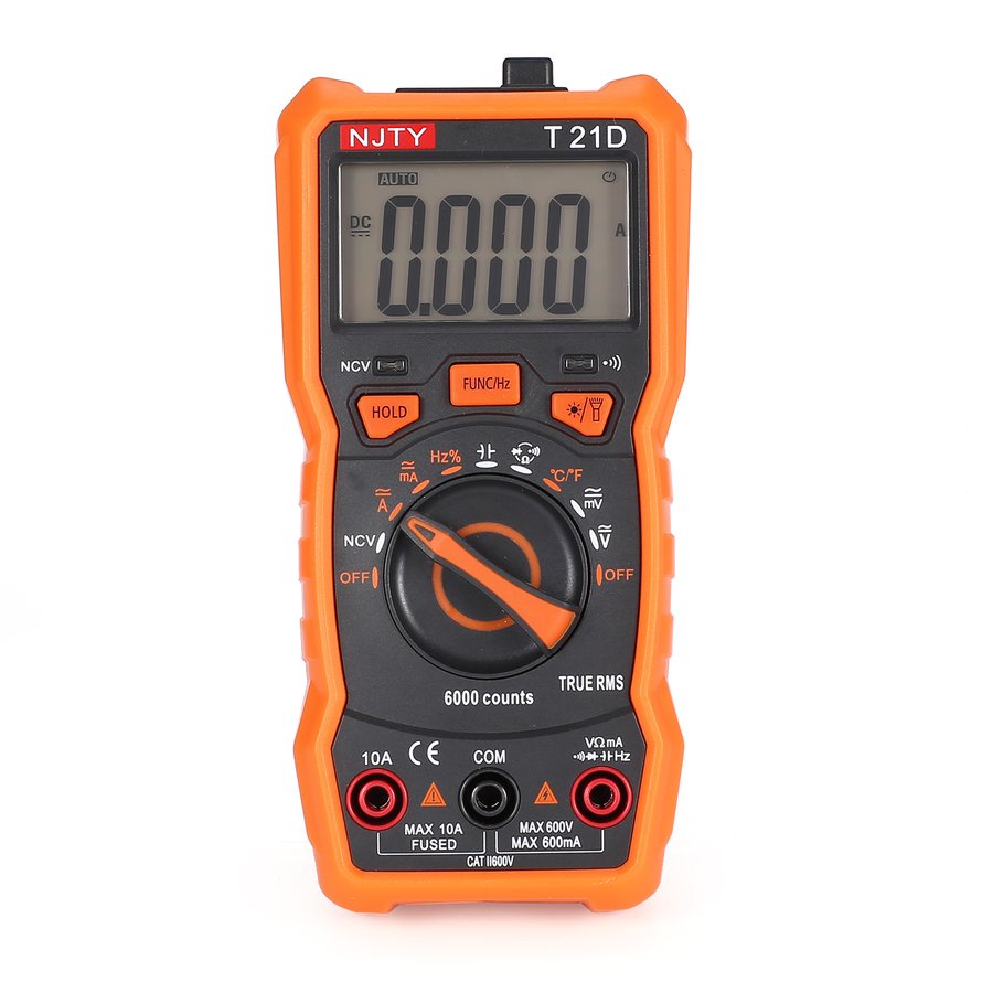 Digital Multimeter NJTY T21D DC/AC Volt Amp Ohm Diode NCV Mini Multitester