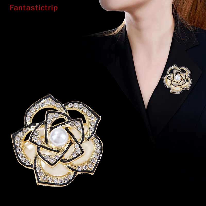 Ghim Cài Áo Hình Hoa Trà Đính Ngọc Trai Nhân Tạo Thời Trang Cho Nữ