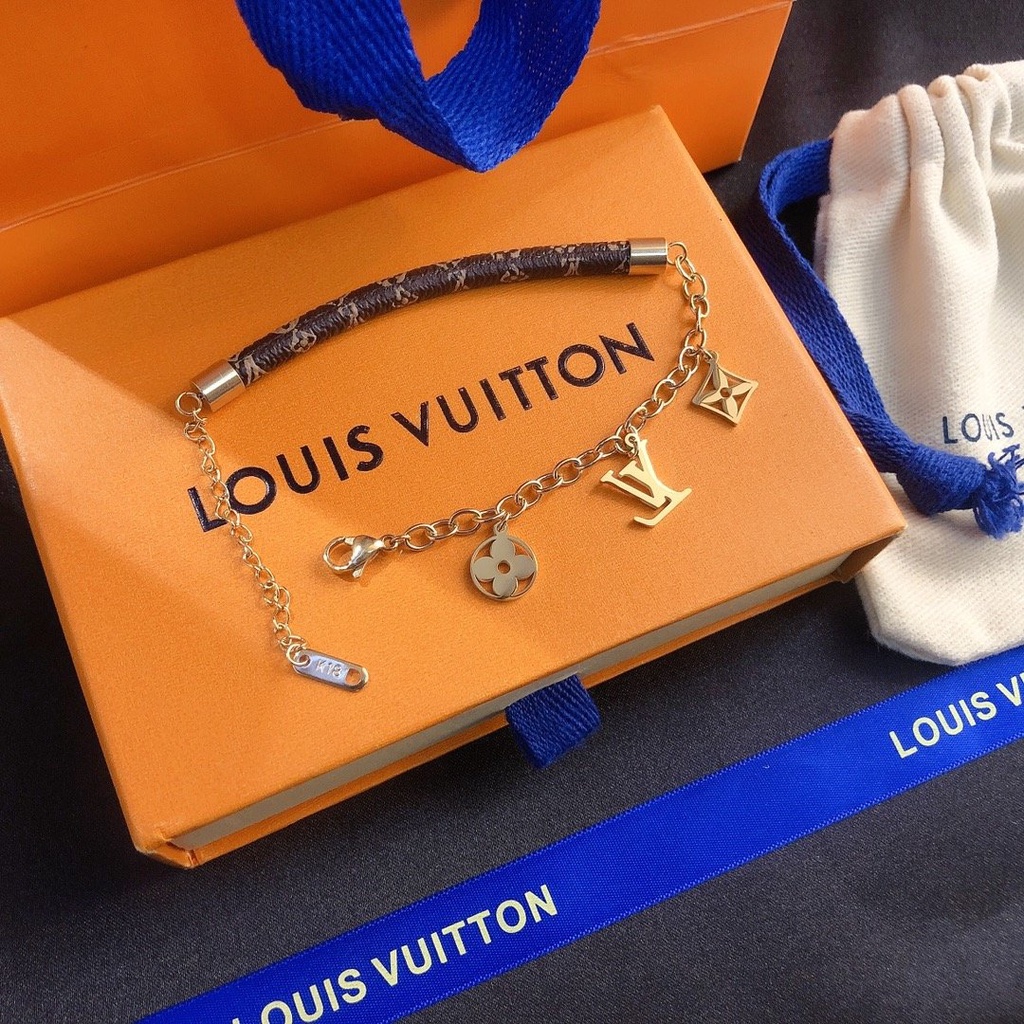 Vòng Đeo Tay louis vuitton Bằng Thép Titan Họa Tiết lv monogram