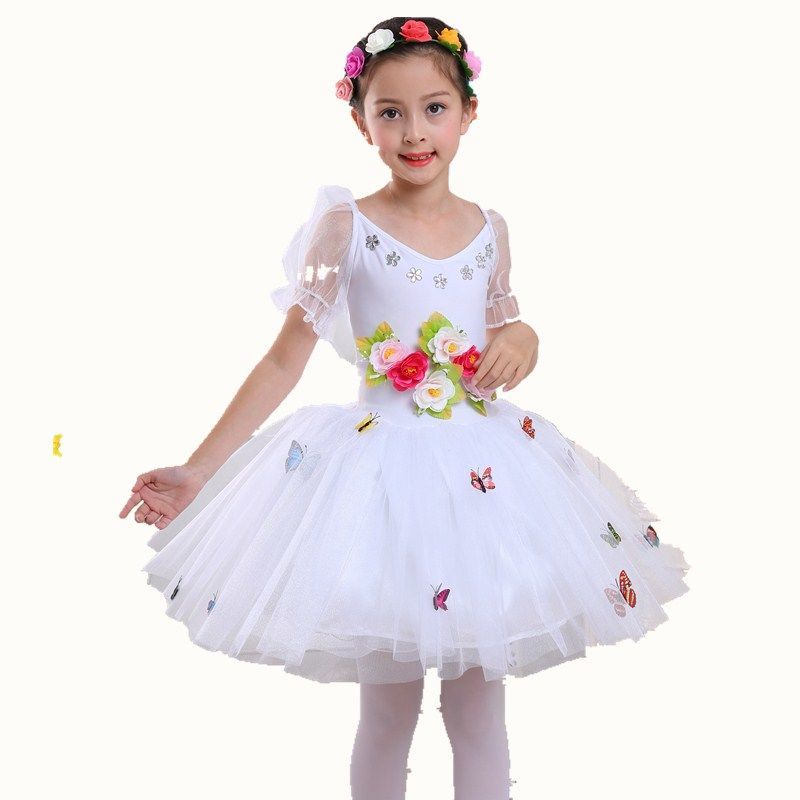 Đầm Công Chúa Nhảy Múa Màu Trắng Dễ Thương Cho Bé Gái