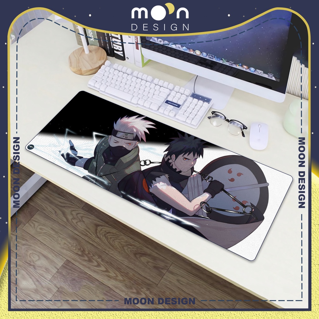Miếng Lót Chuột Gaming in hình Anime Naruto Hatake Kakashi x Obito Pad Decor bàn làm việc size Tròn 25/35/21x26/25x31