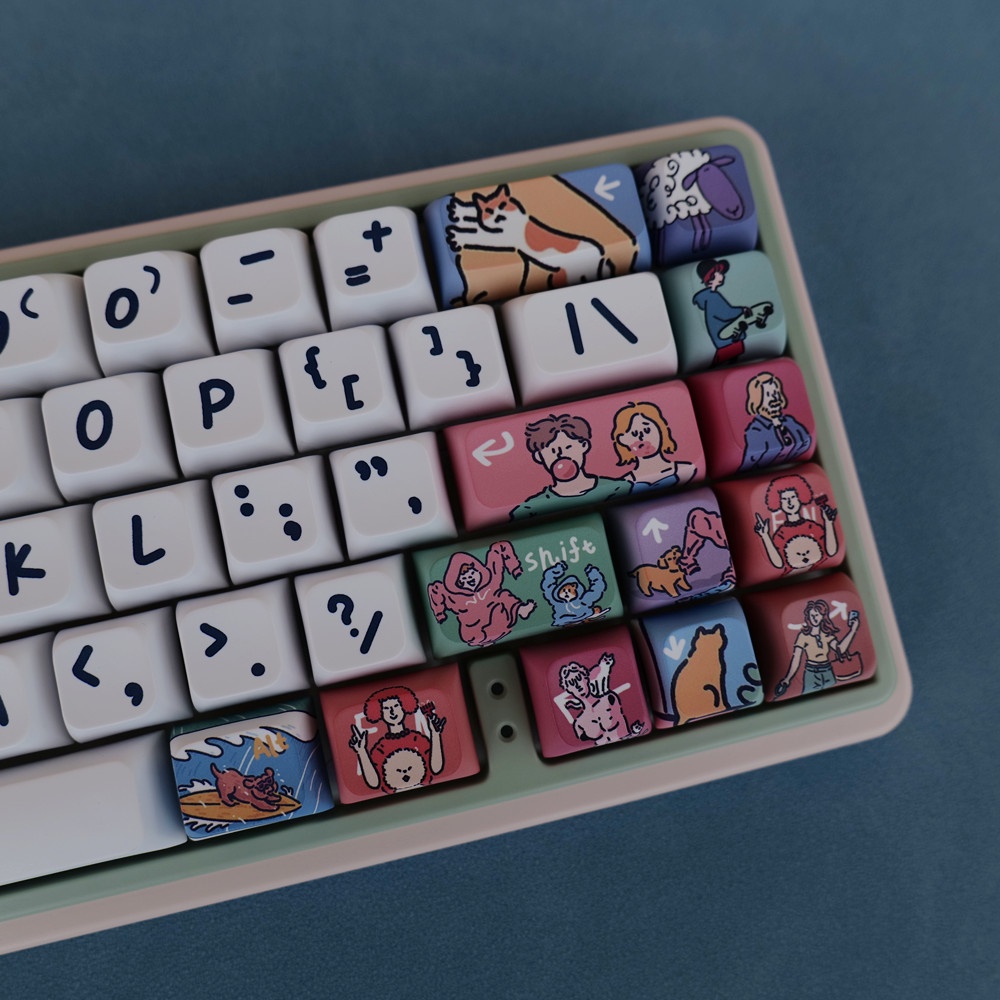 Waves Keycaps XDA Profile Hoạt Hình Tranh Sơn Dầu PBT DYE SUB Cơ Keycap