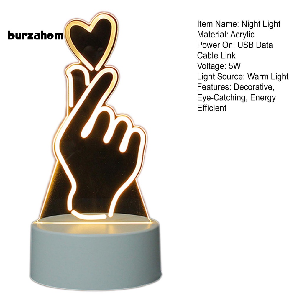 1 Bộ Đèn Ngủ LED Tạo Hình Gấu / Mũ Bằng Acrylic Tiết Kiệm Năng Lượng