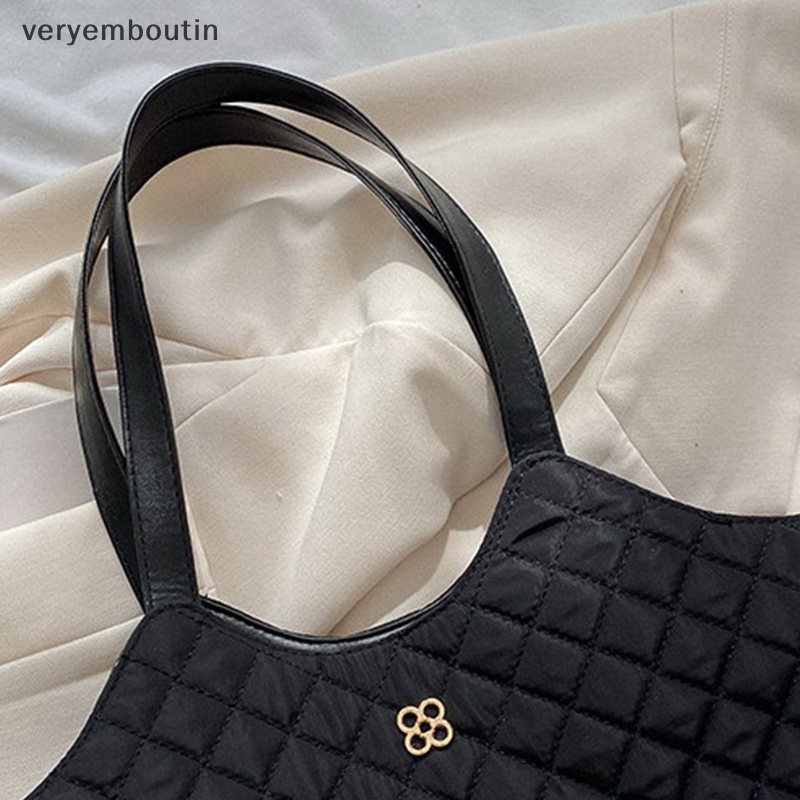 Túi Tote Đeo Vai Mùa Thu Cỡ Lớn Họa Tiết Kẻ Lưới Hình Thoi Cổ Điển Có Khóa Cài Thời Trang Cao Cấp Cho Nữ