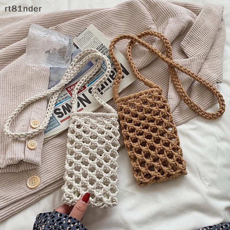 Túi Đựng Điện Thoại Bằng Cotton Đan Đeo Chéo Vai Thời Trang Mùa Hè