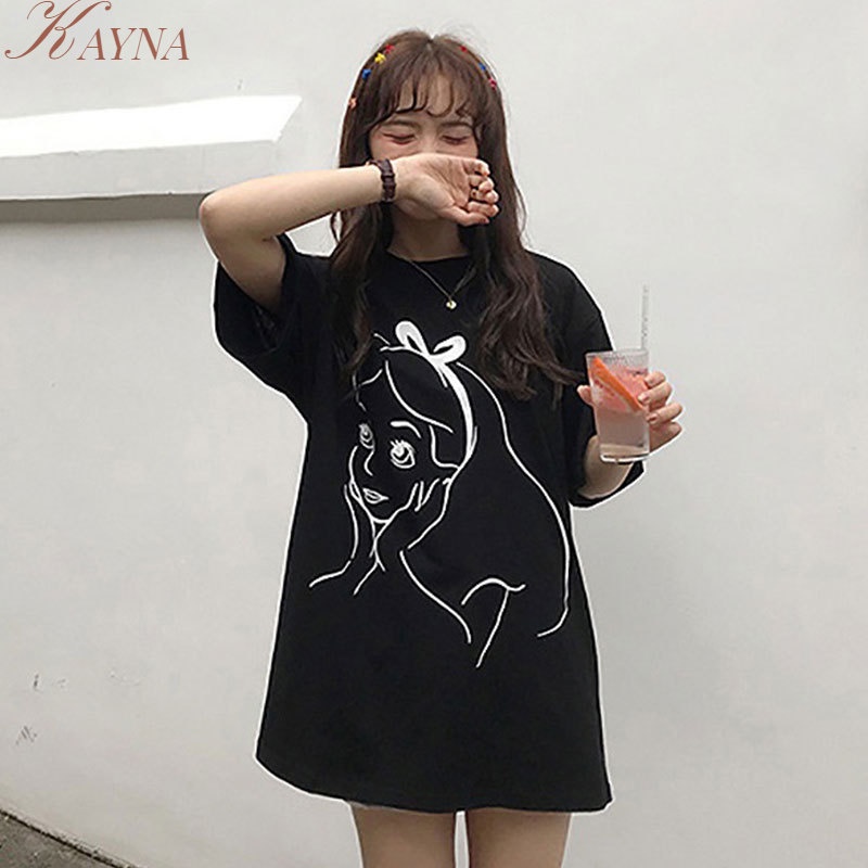 Áo Thun Ngắn Tay Dáng Rộng In Họa Tiết Thời Trang Mùa Hè Hàn Quốc 2023