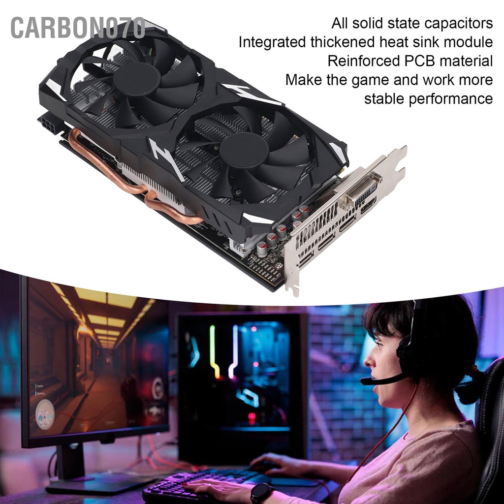 Carbon070 RX580 Trò Chơi Card Đồ Họa 8GB GDDR5 256BIT Tiếng Ồn Thấp Máy Tính Cho Windows 10 11 Vista Linux