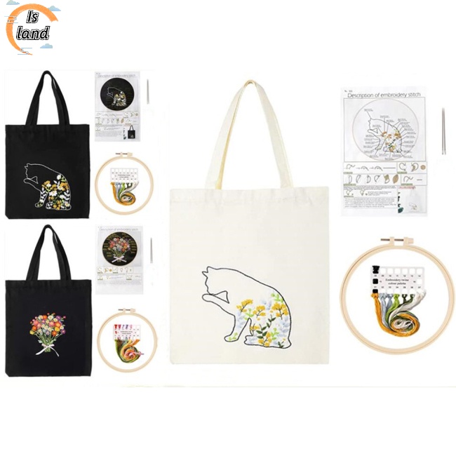 Túi Đeo Chéo Vải Cotton Canvas Thêu Họa Tiết Tan Trong Nước Kích Thước 34x40cm Thời Trang Cho Người Mới Bắt Đầu