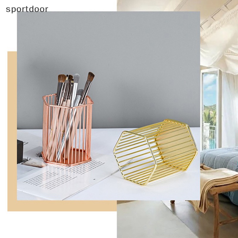 [sportoutdoor] Hộp Đựng Bút Bằng Kim Loại Màu Vàng Hồng Để Bàn Trang Trí Nhà / Văn Phòng / Trường Học