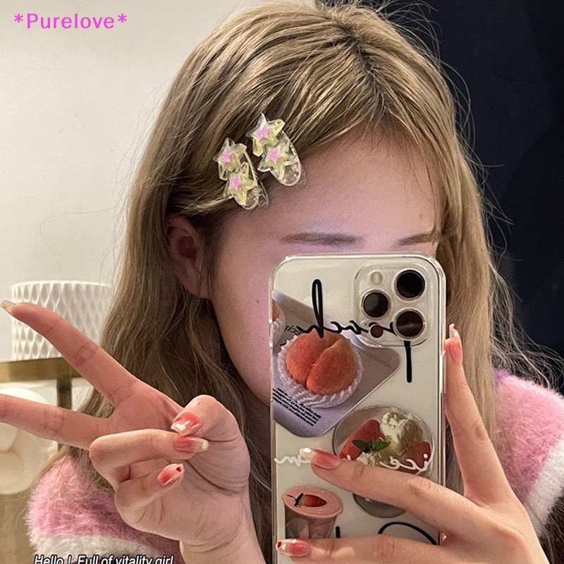 Bộ 2 Kẹp Tóc Y2K Hình Ngôi Sao Lấp Lánh Thời Trang Dành Cho Bé Gái Mới