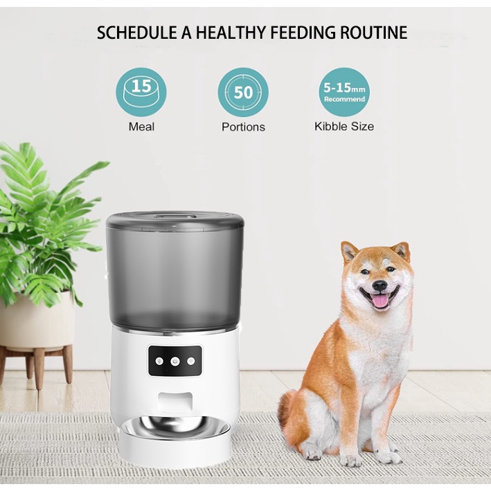 Máy Cho Thú Cưng Ăn Tự Động Thông Minh 4L Kèm Remote Điều Khiển