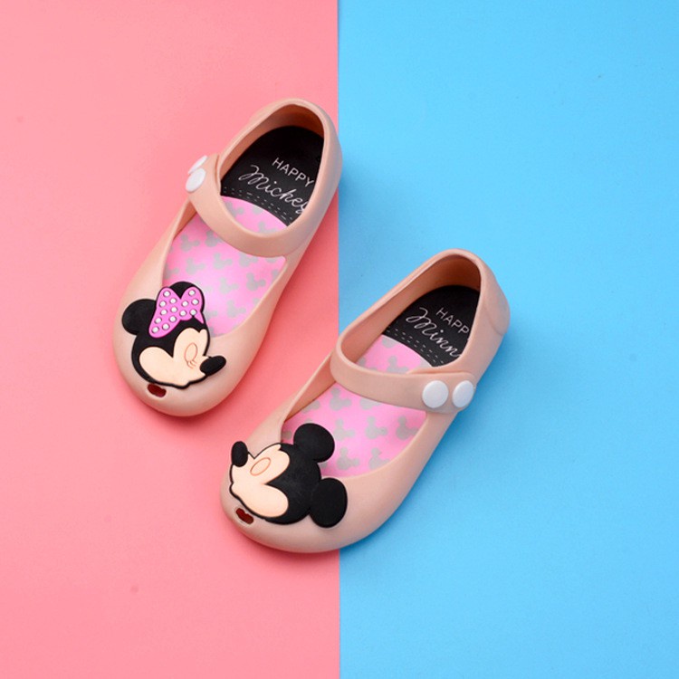 MINI MELISSA Xăng đan Nhựa Mềm Đính Nơ Hình Chuột Mickey Mini Cho Bé Gái