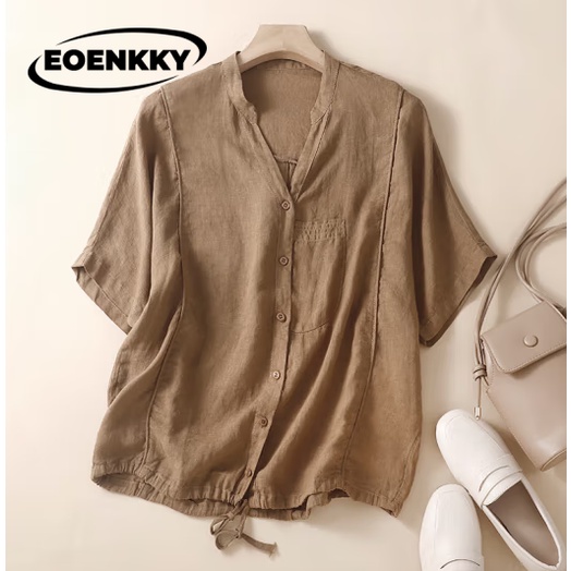 EOENKKY Áo Sơ Mi áo sơ mi nữ áo nữ kiểu Chất liệu bông 2023 New Style MA1109