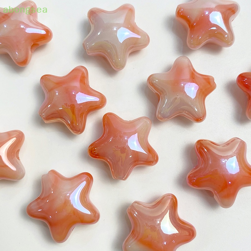 Set 10 Hạt Cườm Acrylic Hình Ngôi Sao Năm Cánh Nhiều Màu Sắc Lấp Lánh Dễ Thương Làm Vòng Tay DIY