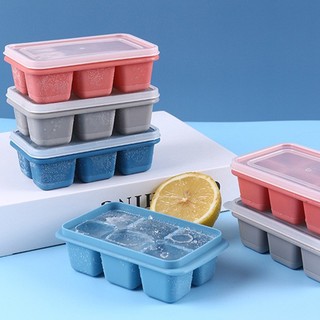 Khuôn Silicone Làm Đá Viên 6 Ô Không Độc Hại Kèm Nắp Đậy Tiện Lợi