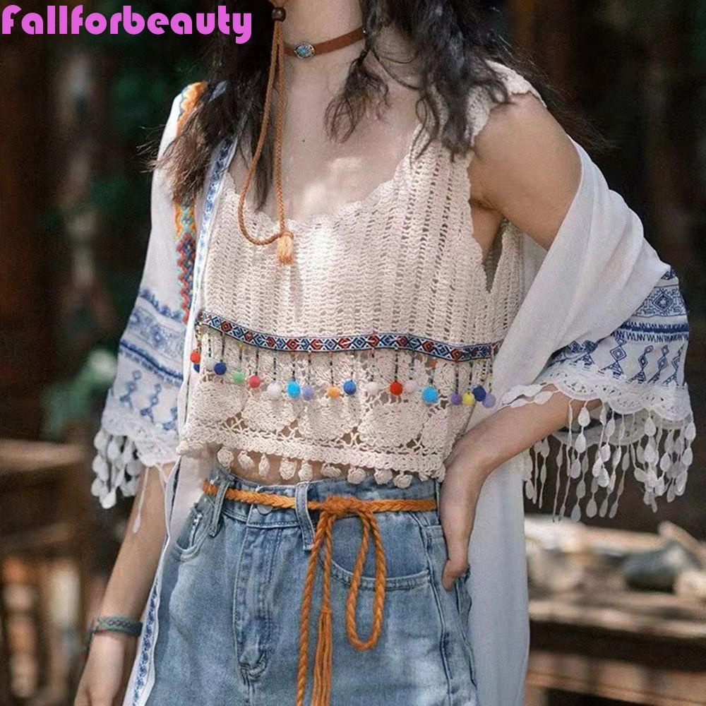 Áo Dệt Kim Không Tay Cổ Vuông Thiết Kế Rỗng Thời Trang Đi Biển Mùa Thu Cho Nữ