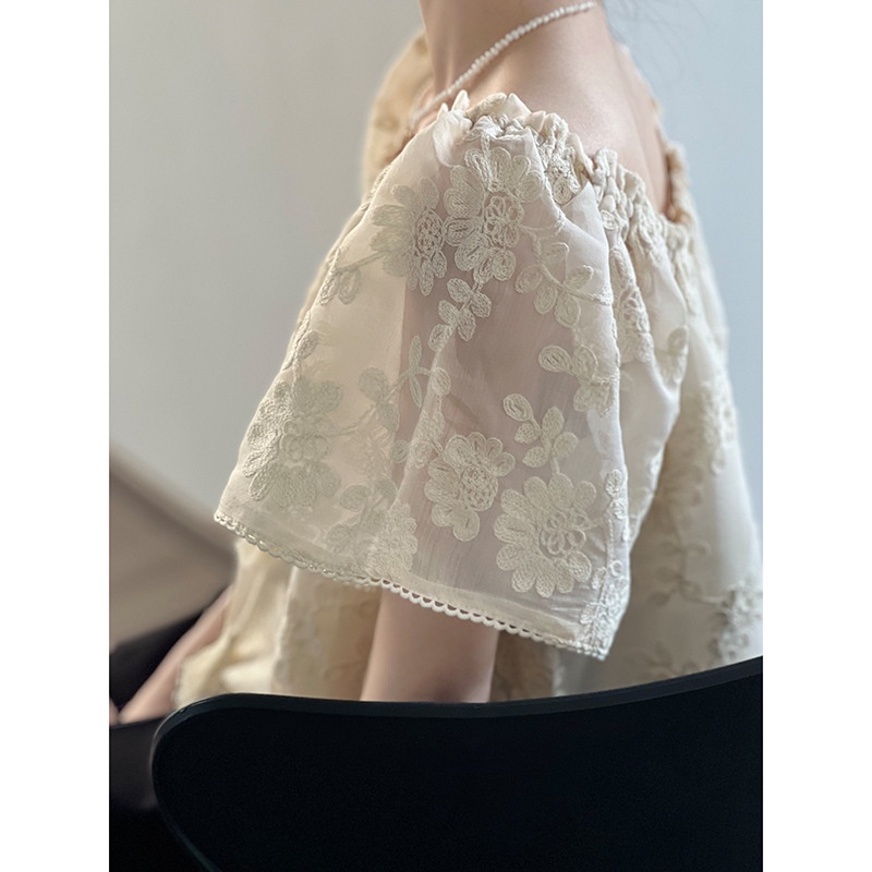 Áo Kiểu Phối Ren Dây Rút Phong Cách Pháp Thời Trang Mùa Hè 2023 80792