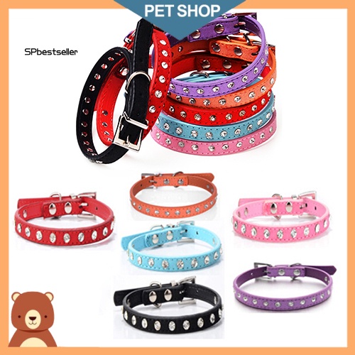 Vòng Cổ Da Lộn Đính Đá Nhân Tạo Màu Trong Suốt Dễ Điều Chỉnh Thời Trang Cho Thú Cưng