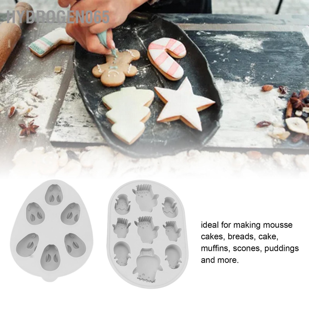 Hydrogen065 2 Chiếc Khuôn Nướng Bánh Silicon Thỏ Gà Phong Cách Silicone Cấp Thực Phẩm Dễ Dàng Phát Hành Làm Socola Cho Đá Món Tráng Miệng