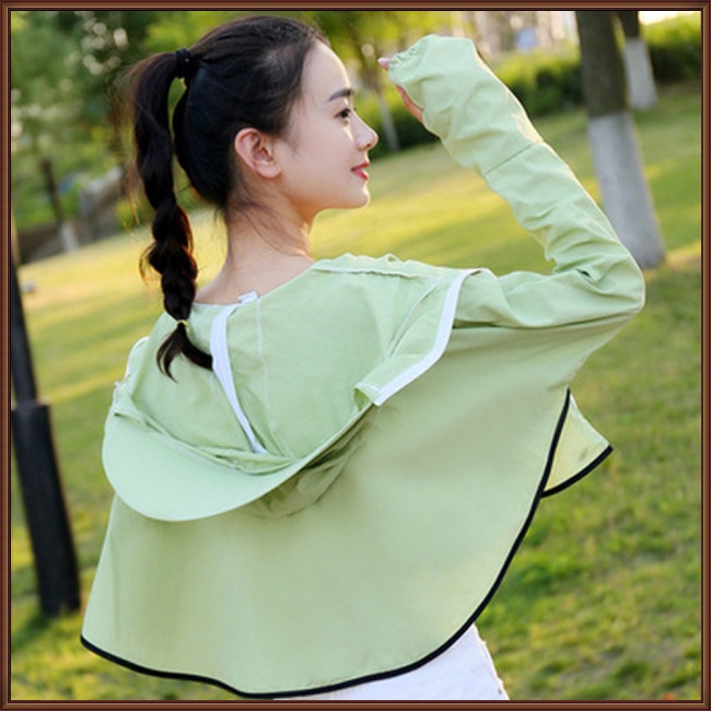 Áo Khoác Chống Nắng Kèm Khẩu Trang Chống Tia Cực Tím Có Mũ Trùm Tiện Dụng Cho Người Đi Xe Đạp 40-65kg