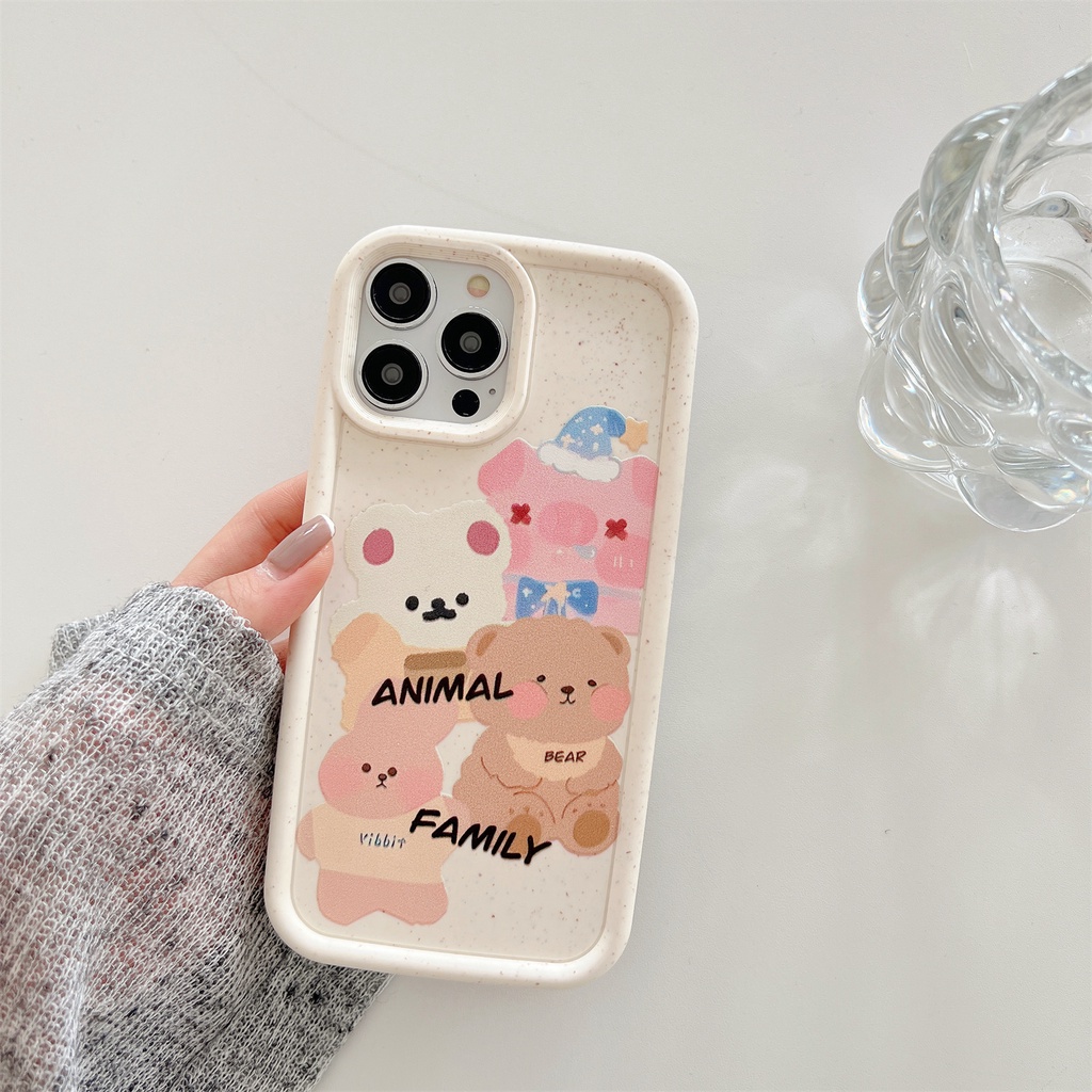 Ốp Điện Thoại PC Viền TPU Dẻo Họa Tiết Hoạt Hình Gấu / Thỏ Dễ Thương Chống Sốc Cho iPhone 14 13 12 11 PRO MAX