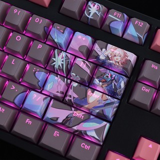 March 7th Keycaps Cherry Profile Honkai Star Rail Anime PBT Dye Sub Cơ Keycap