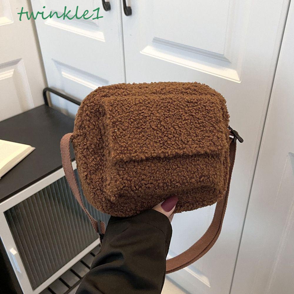 Túi Đeo Chéo Lông Cừu Lấp Lánh Đựng Điện Thoại Thời Trang Cho Nữ