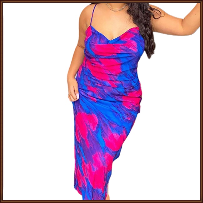 Đầm Hở Lưng 1 90% Polyester Spandex 10% In Họa Tiết Gợi Cảm Thời Trang Mùa Hè Cho Nữ