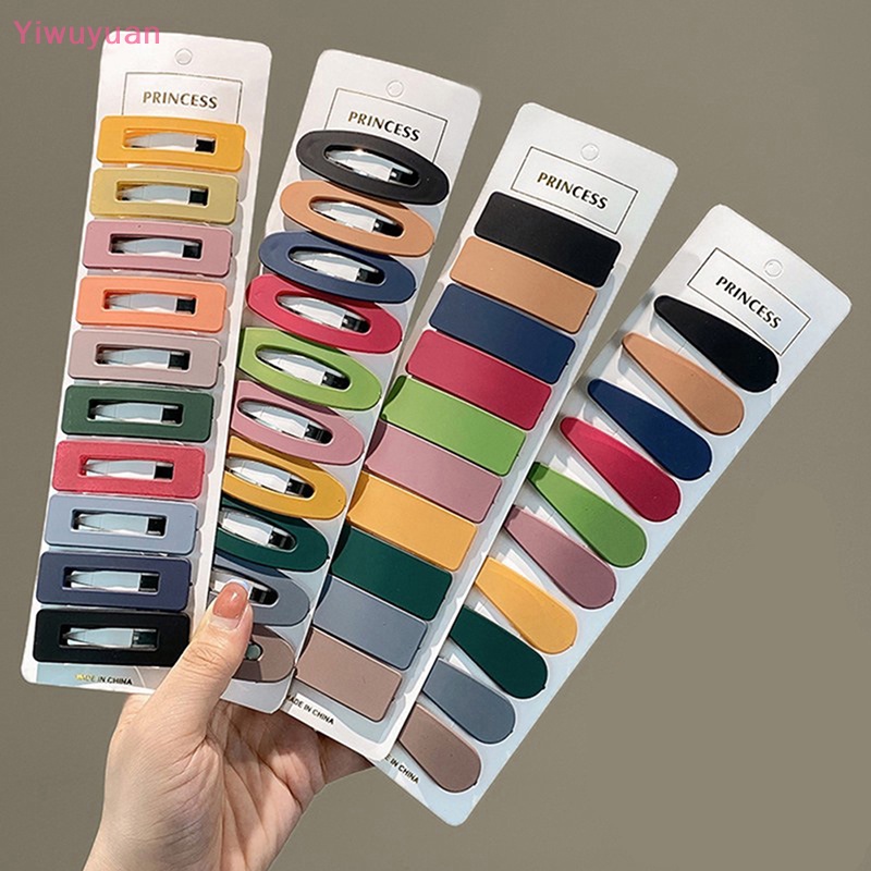 Bộ 10 Kẹp Tóc Màu Đen / Hình Chữ Nhật / Vuông Đơn Giản Cho Bé Gái