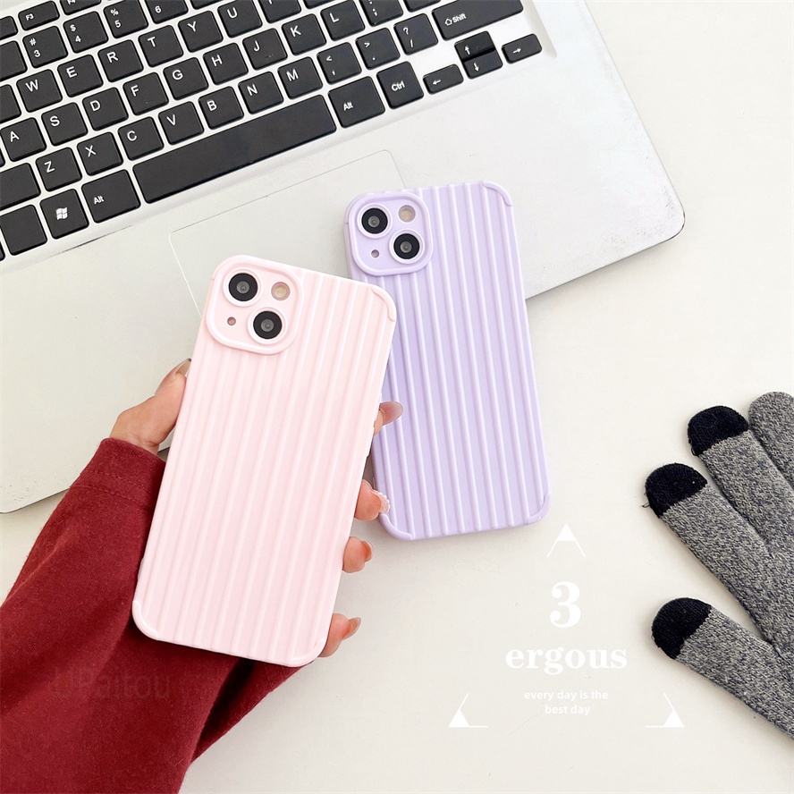 Ốp Điện Thoại Mềm Vân Vali Màu Kẹo Dễ Thương Cho iPhone 14 13 12 11 Pro Max SE2020 X XR Xs Max 7 8 Plus