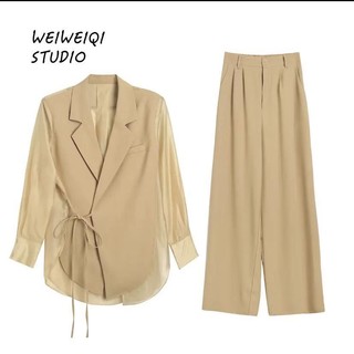 Phù hợp với nữ chống nắng quần áo blazer quần ống rộng nữ phù hợp với thời trang phù hợp với