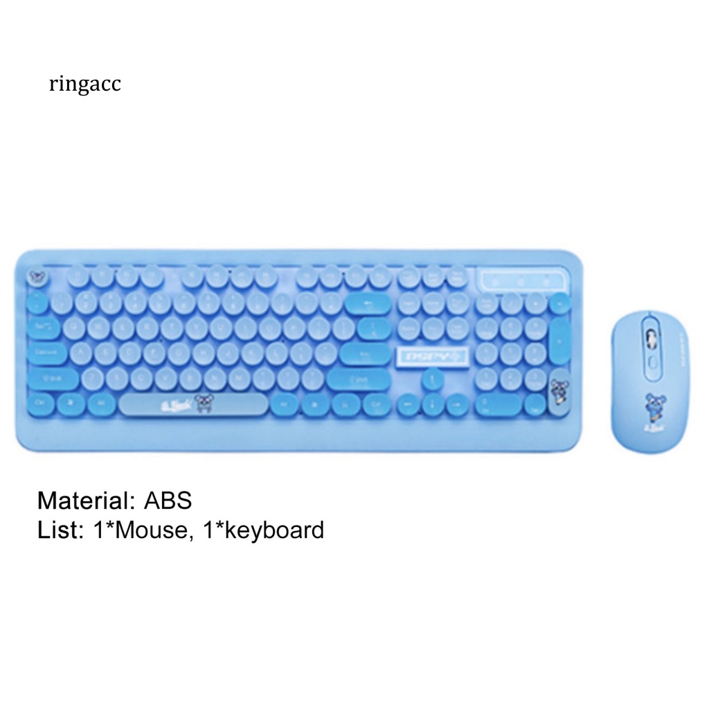 Bộ Bàn Phím Quang Không Dây USB Chống Nước K68 In Họa Tiết Hoạt Hình Cho Notebook