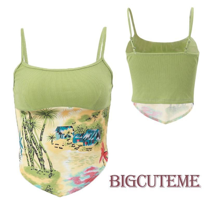 Áo Tank Top Hai Dây In Họa Tiết Vintage Thời Trang Mùa Hè Dành Cho Nữ