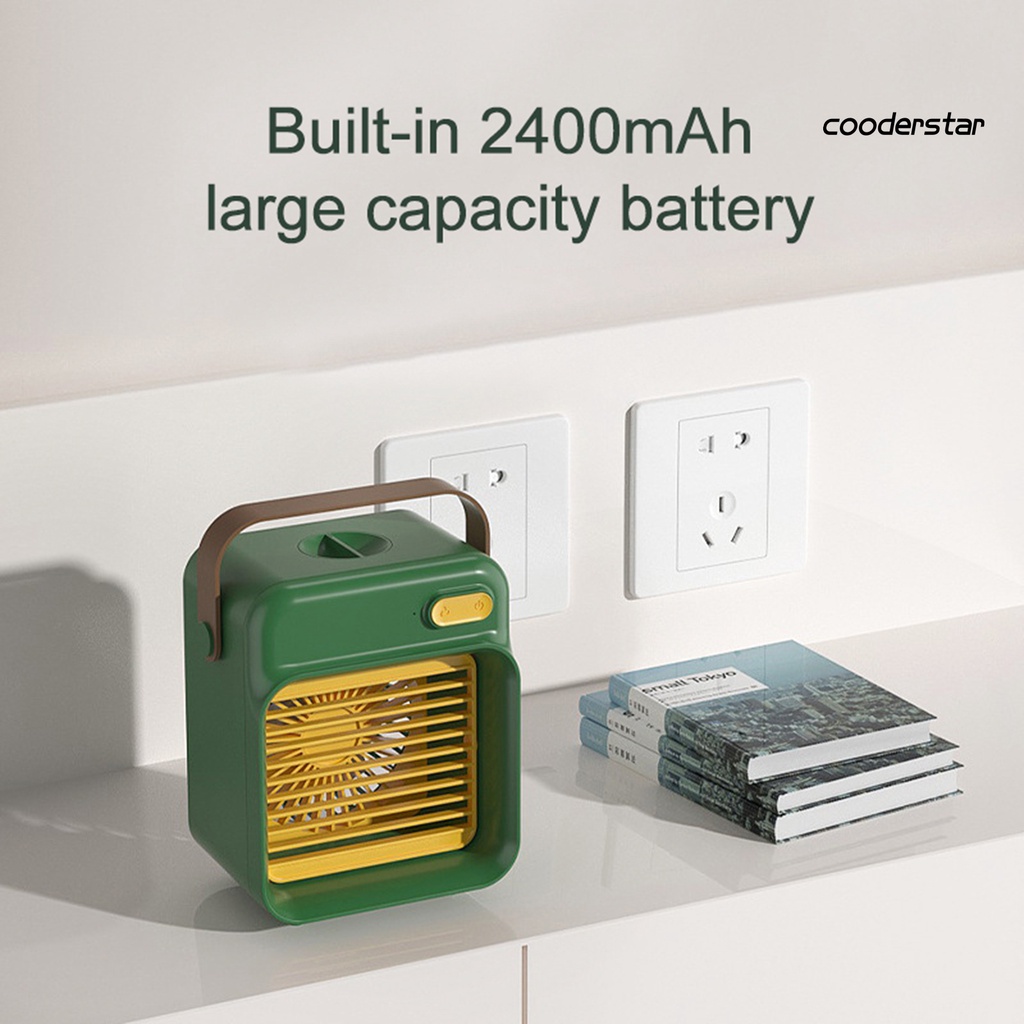 Quạt Điều Hòa Không Khí Để Bàn 3 Tốc Độ 2400mAh Có Thể Sạc Lại Phong Cách Retro