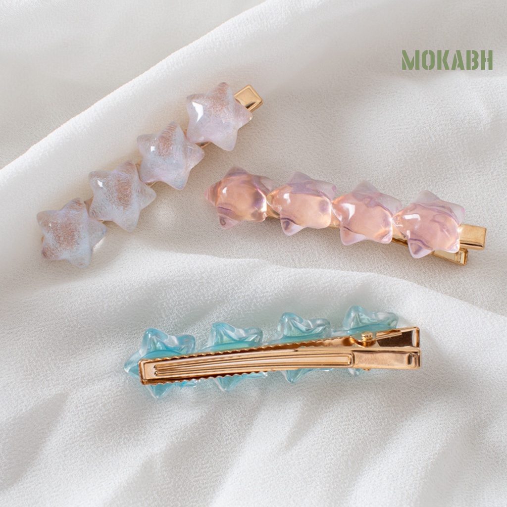 Kẹp Tóc Hình Ngôi Sao Trong Suốt Chống Trượt Bằng Nhựa Resin Phong Cách Hàn Quốc
