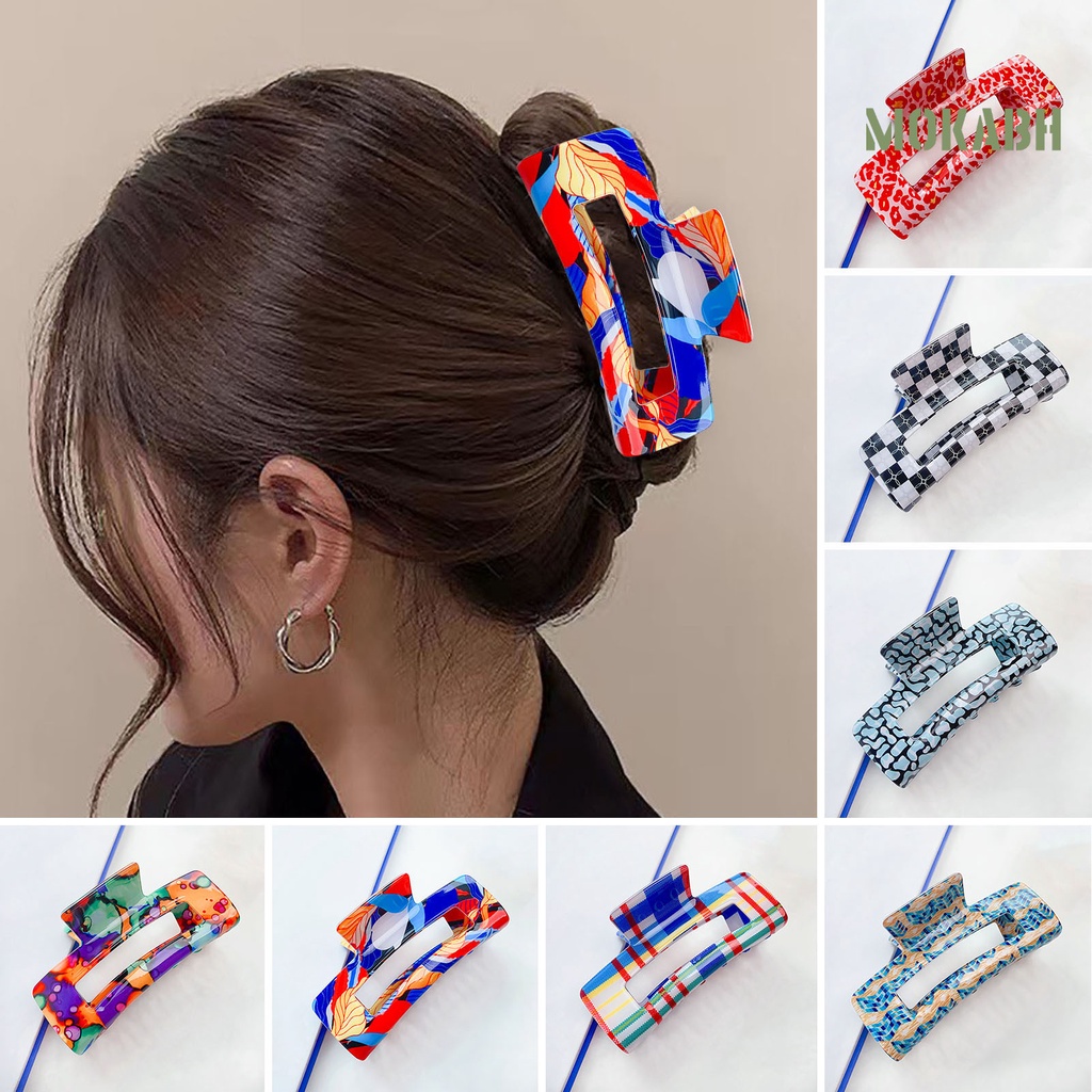 Kẹp Tóc Càng Cua Họa Tiết Da Báo Màu Sắc Tương Phản Phong Cách Vintage