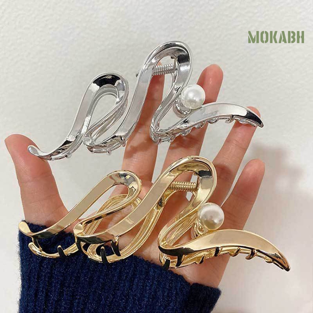 [Mok Abh] Kẹp Tóc Móng Vuốt Hình Gợn Sóng Màu Trơn Trang Trí Tóc Trơn Mượt Phong Cách Bland Thời Trang Cao Cấp Dành Cho Nữ