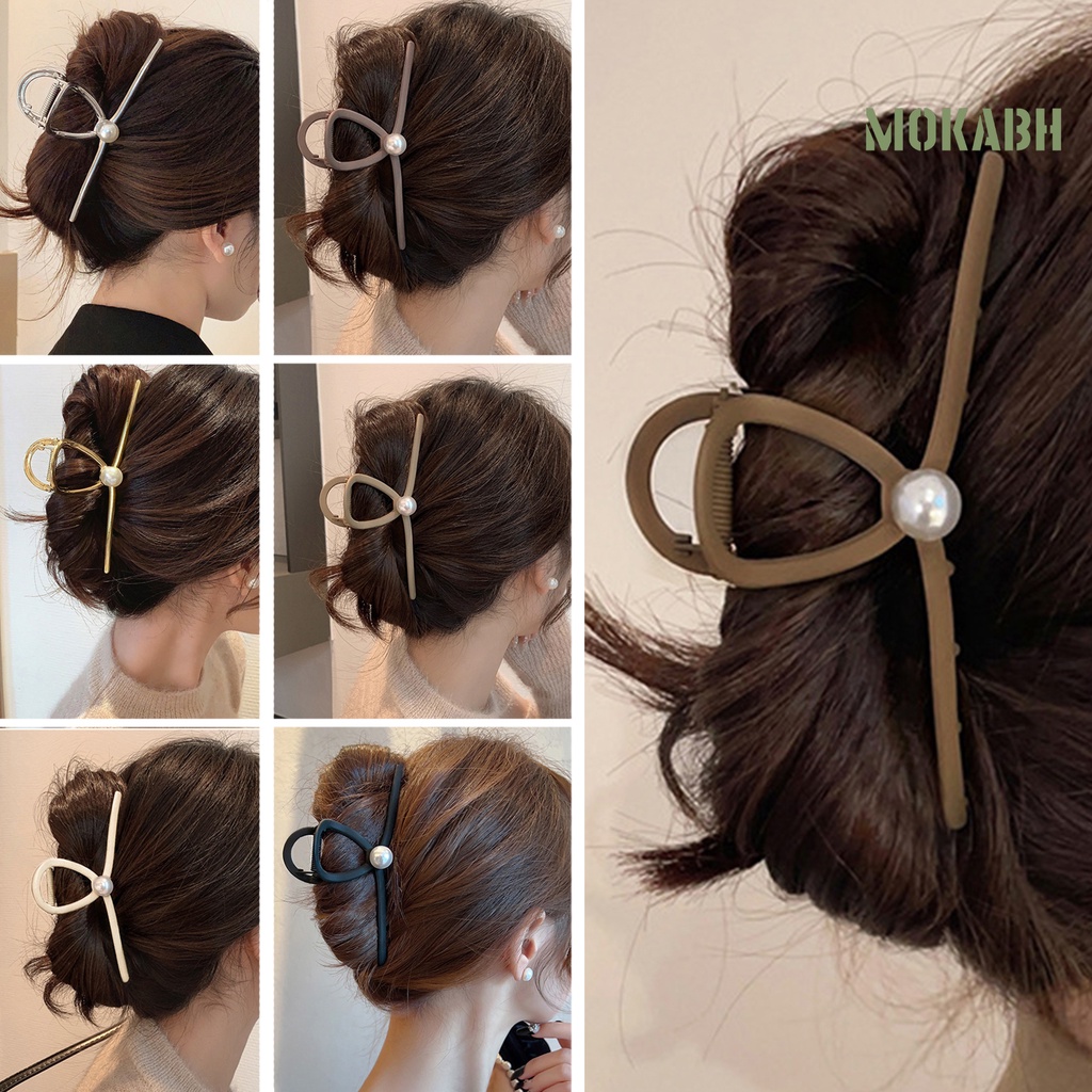 Kẹp Tóc Hình Móng Vuốt Đính Ngọc Trai Giả Thiết Kế Nhẹ Nhàng Co Giãn Thời Trang Cho Nữ